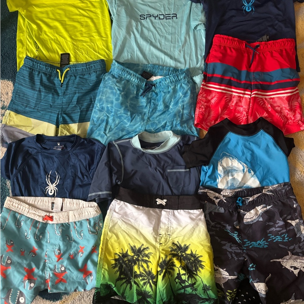 Swimwear Assortment in Blue, Red, and Yellow